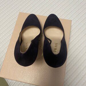 PRADA Deep Plum Suede Platform Pump